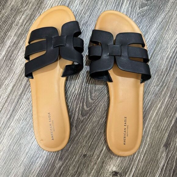 American Eagle Black Slides Size 8 new - Picture 1 of 5